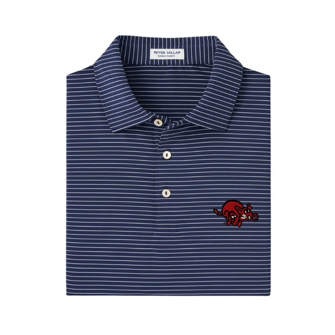 Stripe Crazy Hog Polo| Navy