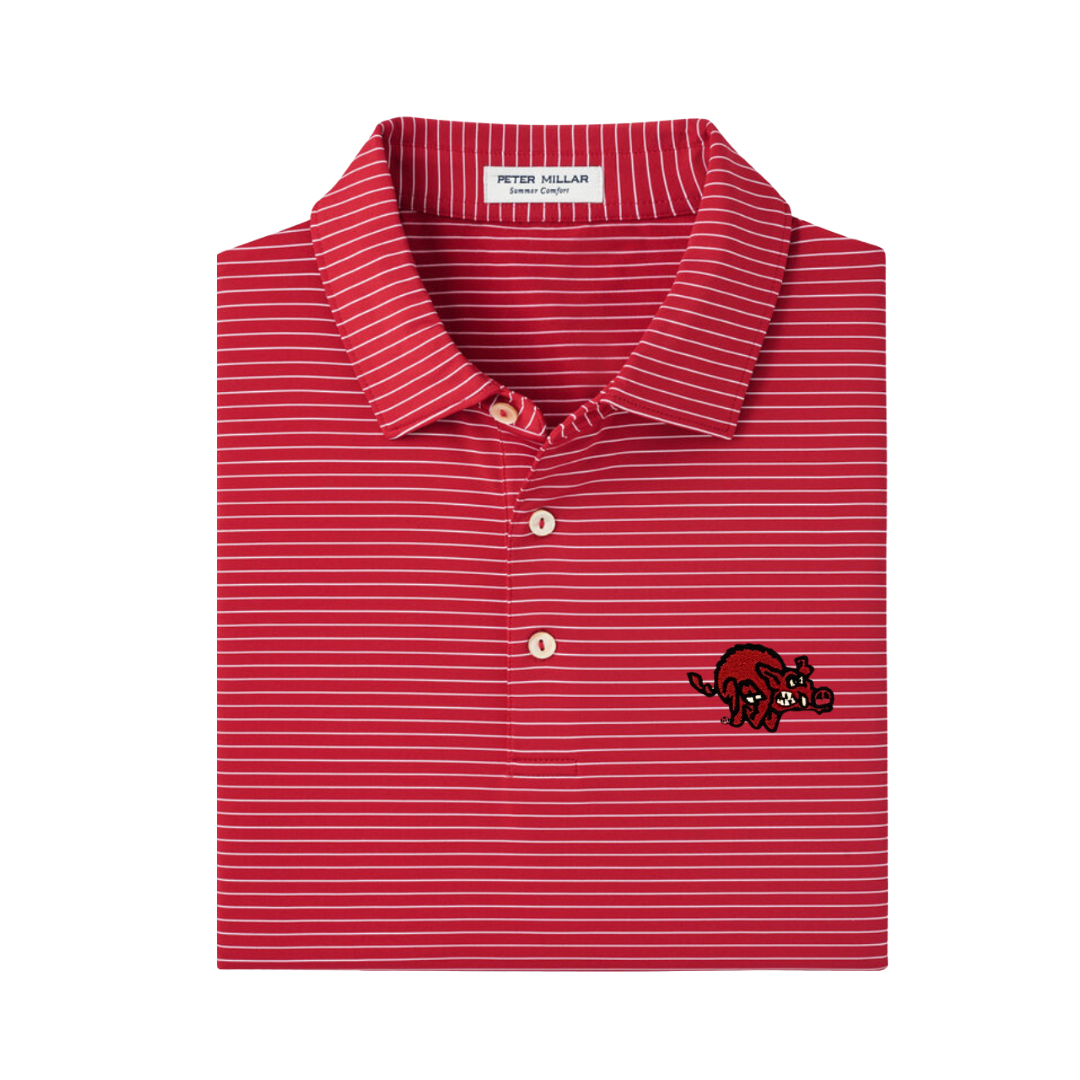 Stripe Crazy Hog Polo| Crimson