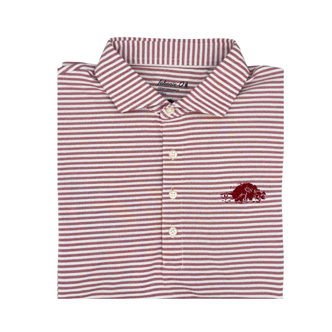 Slobbering Hog Stripe Polo| Crimson