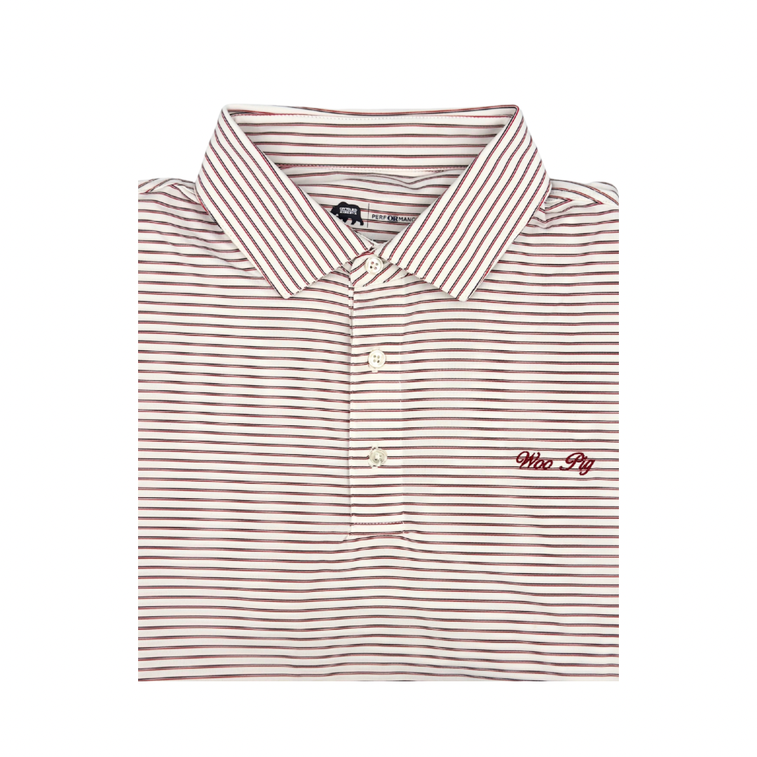 'Woo Pig' Stripe Polo | Crimson