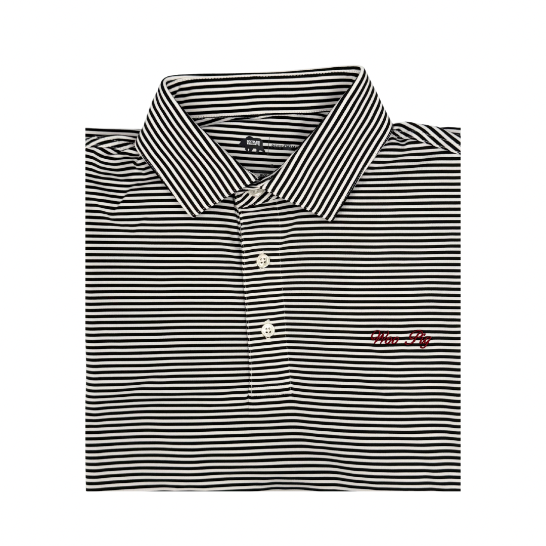 'Woo Pig' Stripe Polo | Black