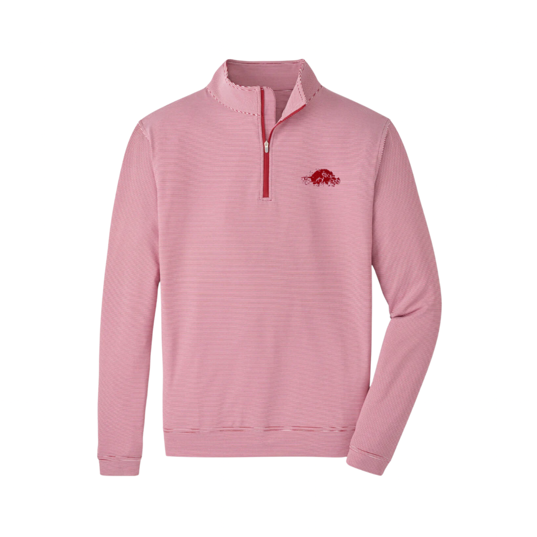 Running Hog Quarter Zip | Crimson / White Stripe