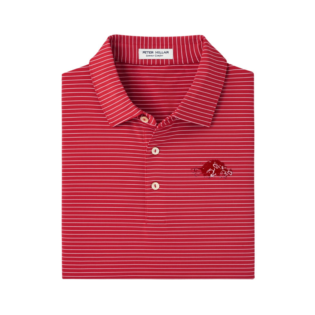 Running Hog Stripe Polo| Crimson