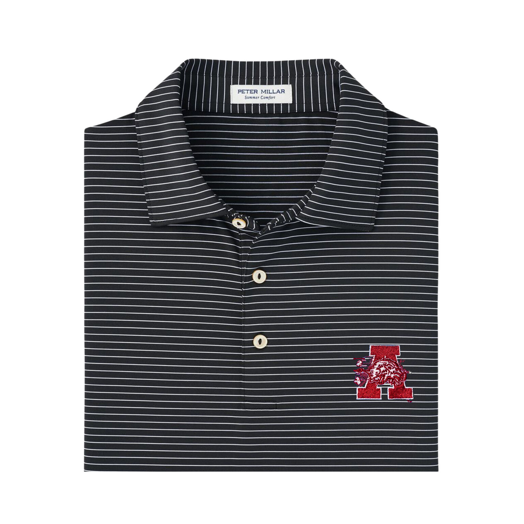 Stripe Polo with Hog in front of the A | Black