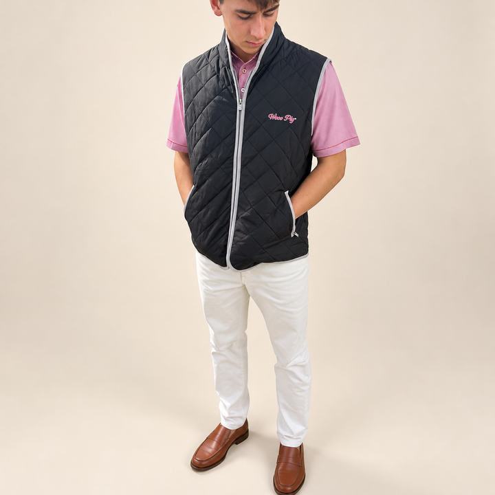 Wooo Pig Diamond Quilted Vest | Black