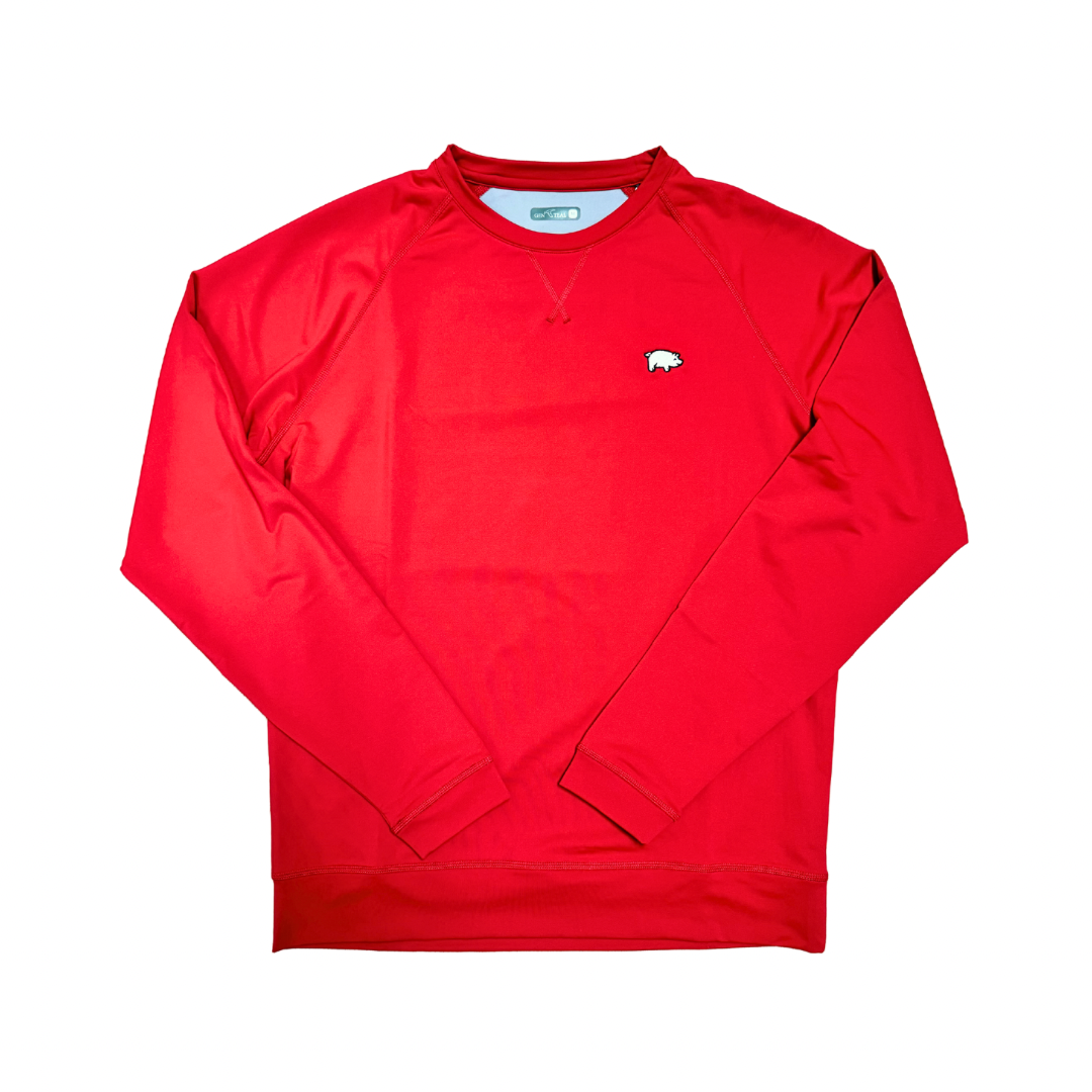 Curly Tail Performance Crew Neck| Crimson