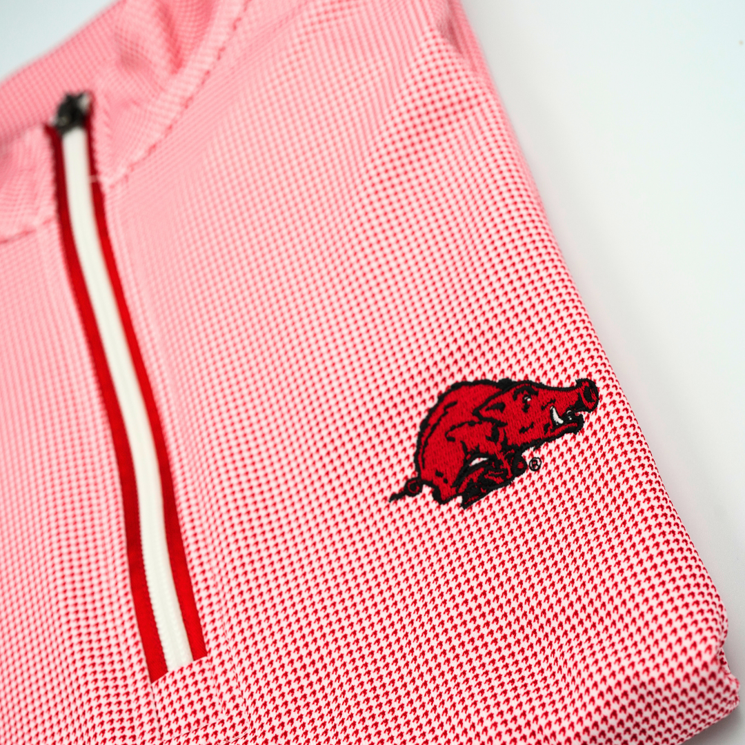 Horn Legend Running Hog Quarter Zip | White/Crimson