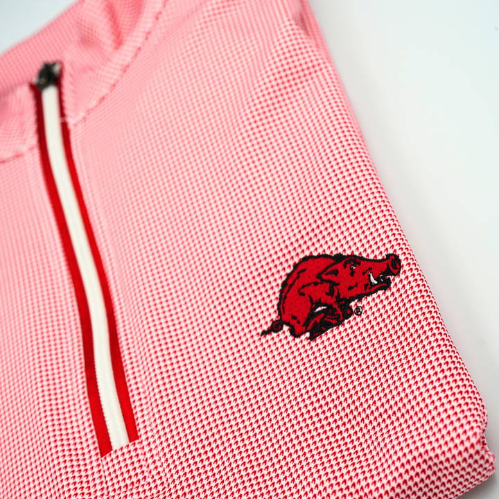 Horn Legend Running Hog Quarter Zip | White/Crimson