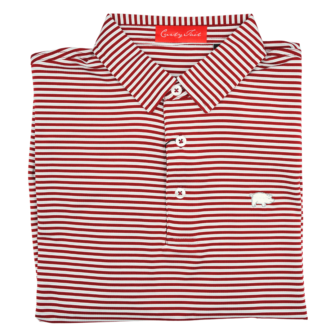 Curly Tail 2233 Polo | Crimson/White/Grey