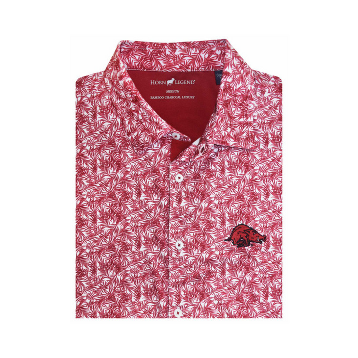 Horn Legend Slobbering Hog Button Down | White/ Crimson