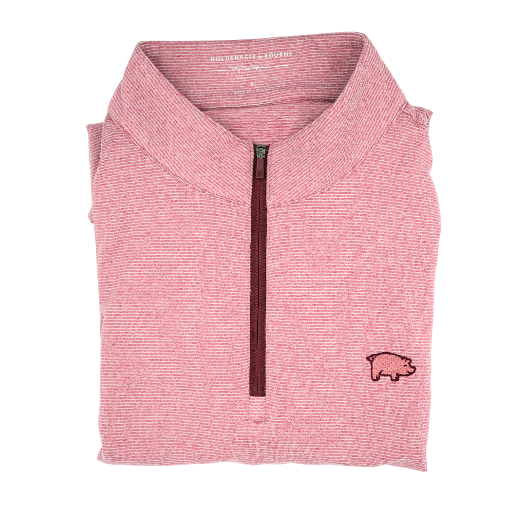 Holderness & Bourne X Curly Tail Royce 1/4 Zip | Heathered Cabernet