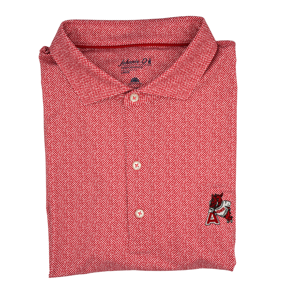 Johnnie-O Hog Leaning on 'A' Polo  | Crimson