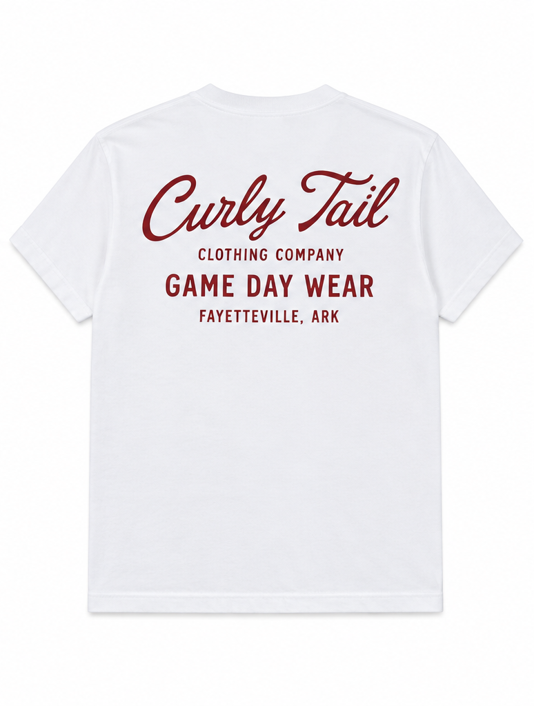 'Curly Tail' Script Tee Shirt | White