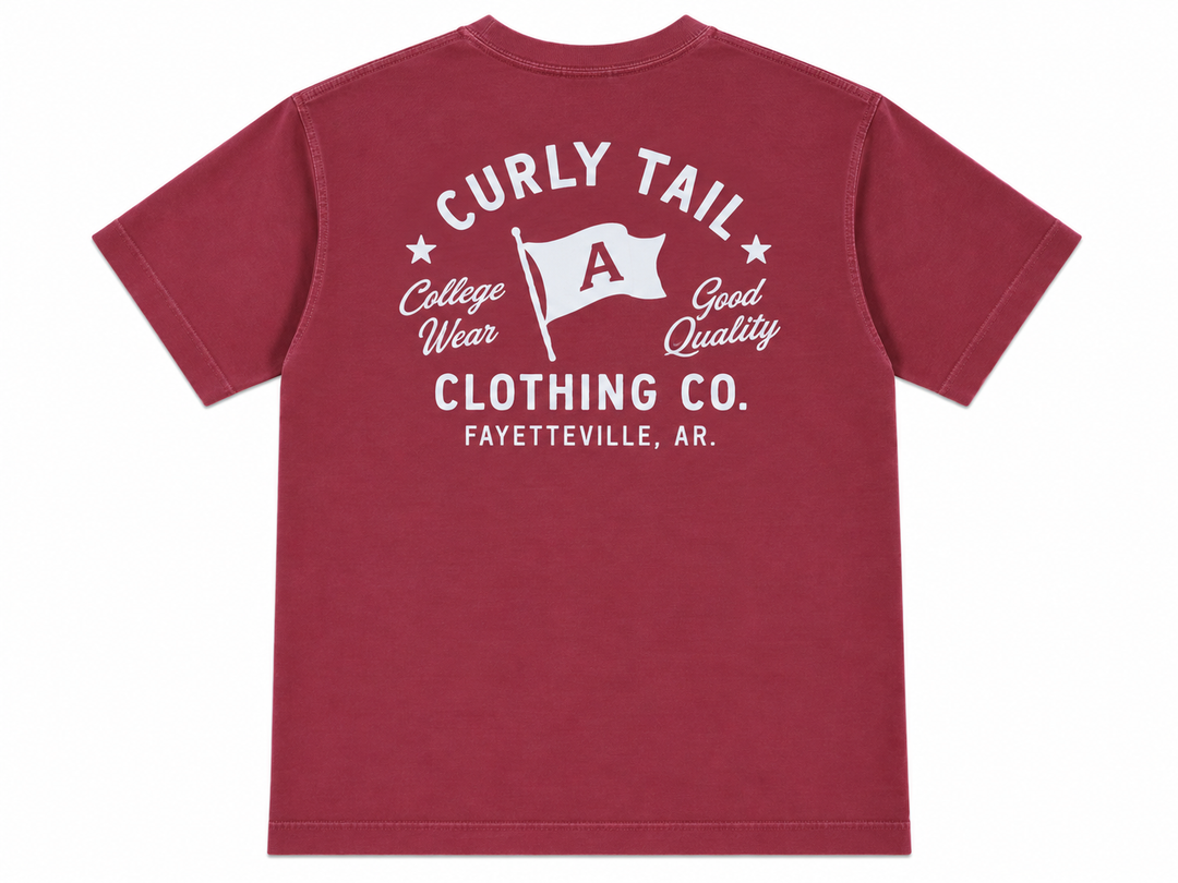 'Curly Tail' Script Heavyweight Tee Shirt | Brick