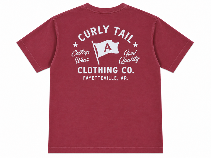 'Curly Tail' Script Heavyweight Tee Shirt | Brick