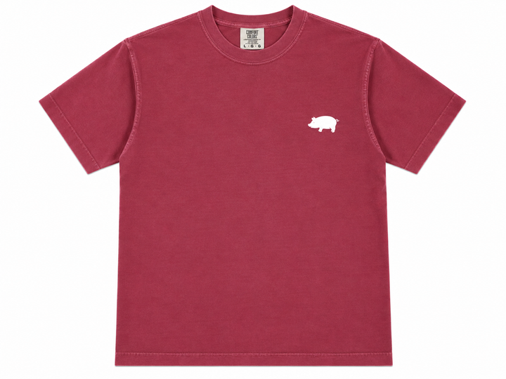 'Curly Tail' Script Heavyweight Tee Shirt | Brick