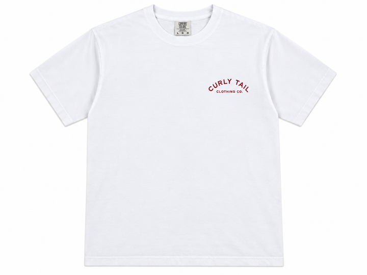 'Game Day Curly Tail' Script Tee Shirt | White