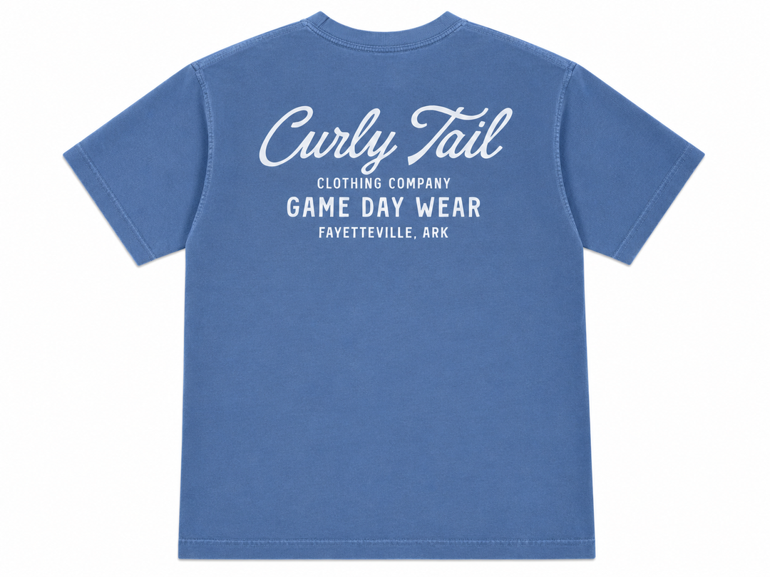 'Curly Tail' Script Tee Shirt | Blue Jean