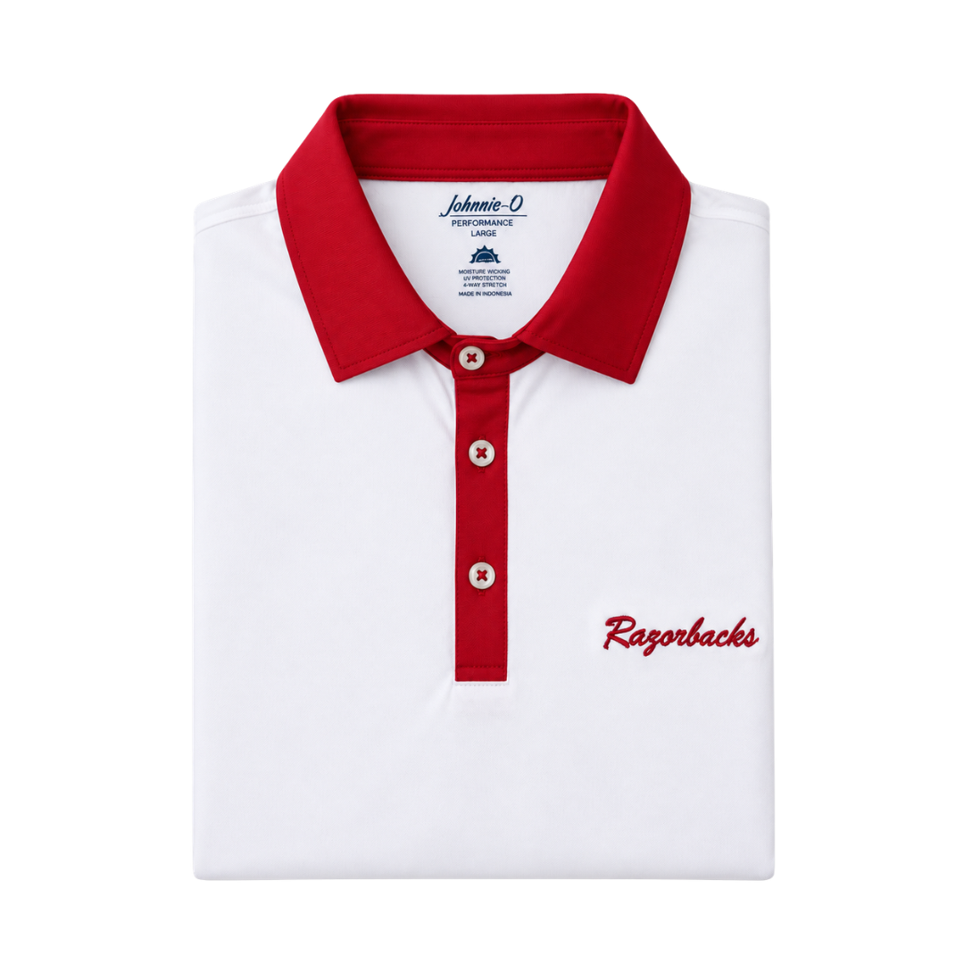 Johnnie-O Razorback Script Polo | Crimson