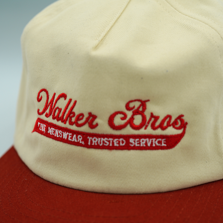 'Walker Bros' 2 Tone Cap'Fine Mensware. Trusted Service' | Cardinal