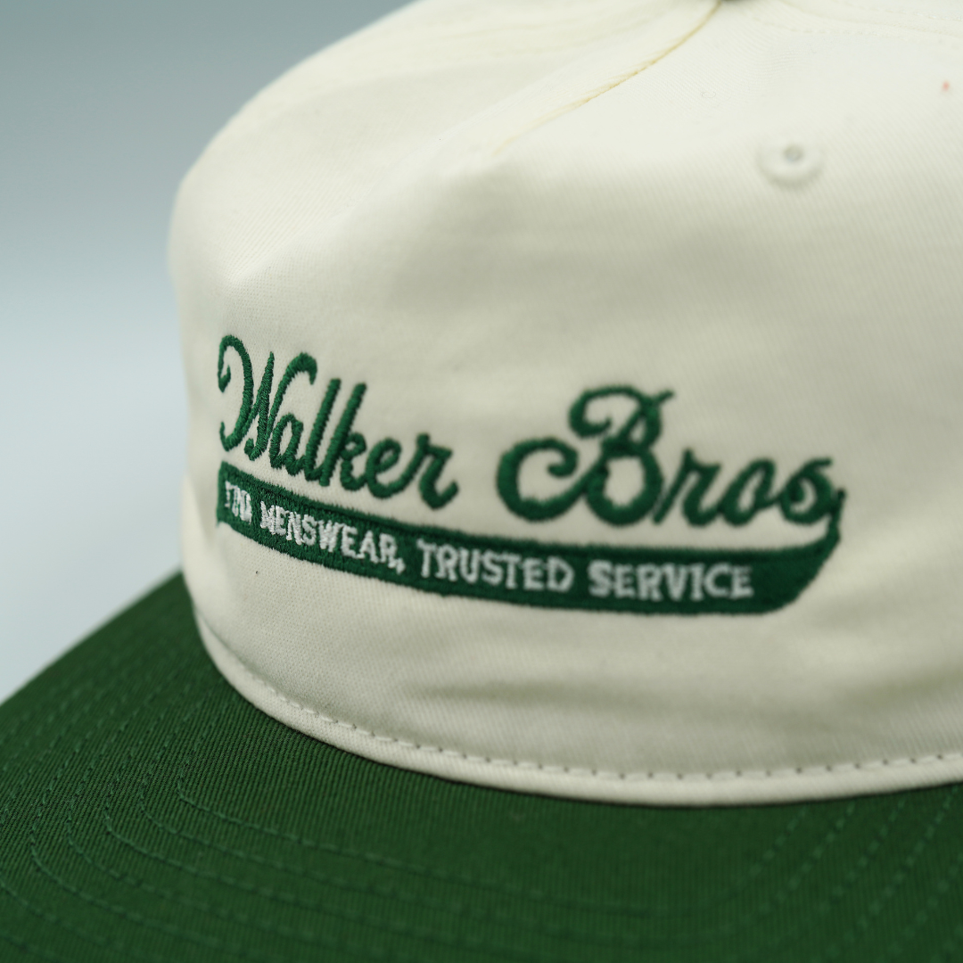 'Walker Bros' 2 Tone Cap'Fine Mensware. Trusted Service' | Forest