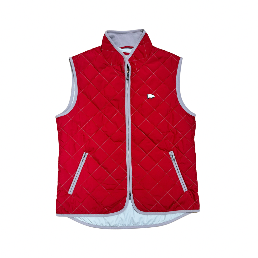 Curly Tail Quilted Vest | Crimson