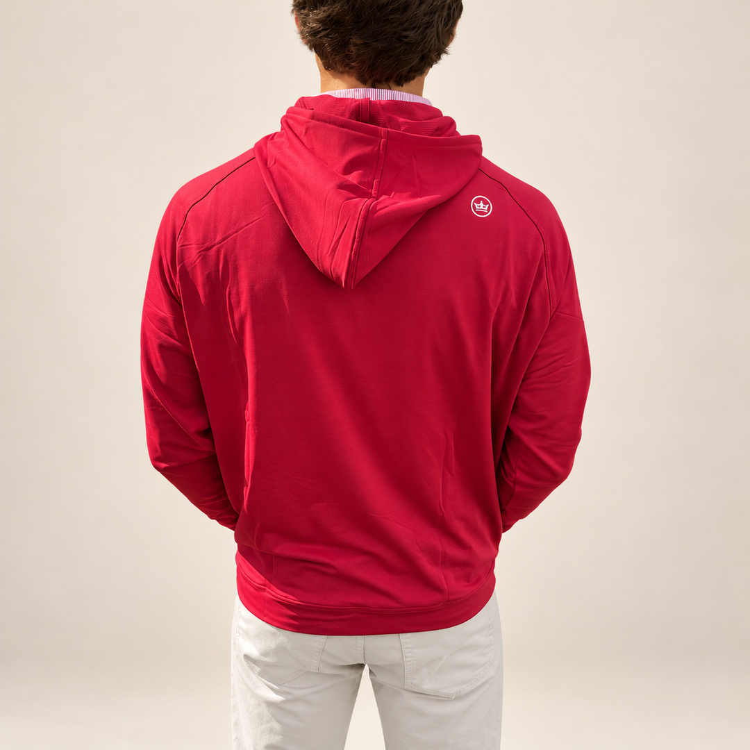 Slobbering Hog Pine Performance Hoodie| Crimson