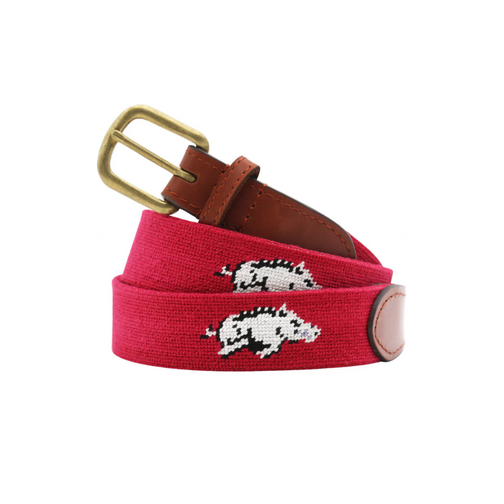 Arkansas Razorback Belt| Cranberry