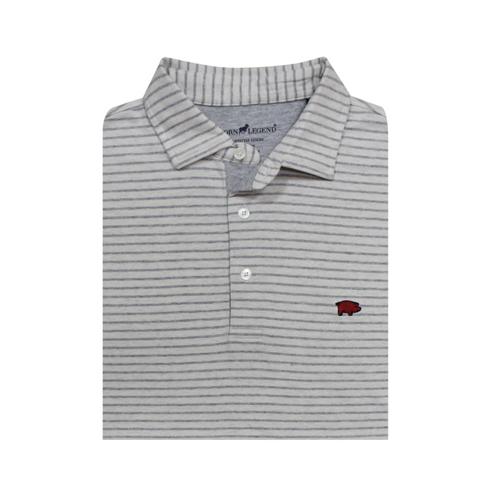 Curly Tail Stripe Polo| Grey