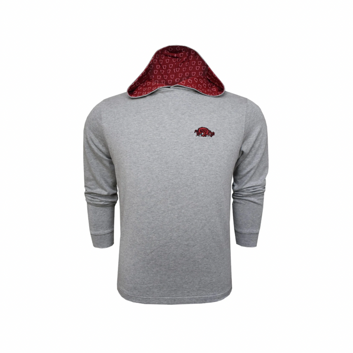 Arkansas Slobber Hog Hoodie| Grey & Crimson