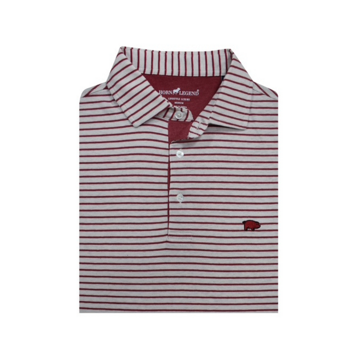 Curly Tail Tripe Polo| Crimson