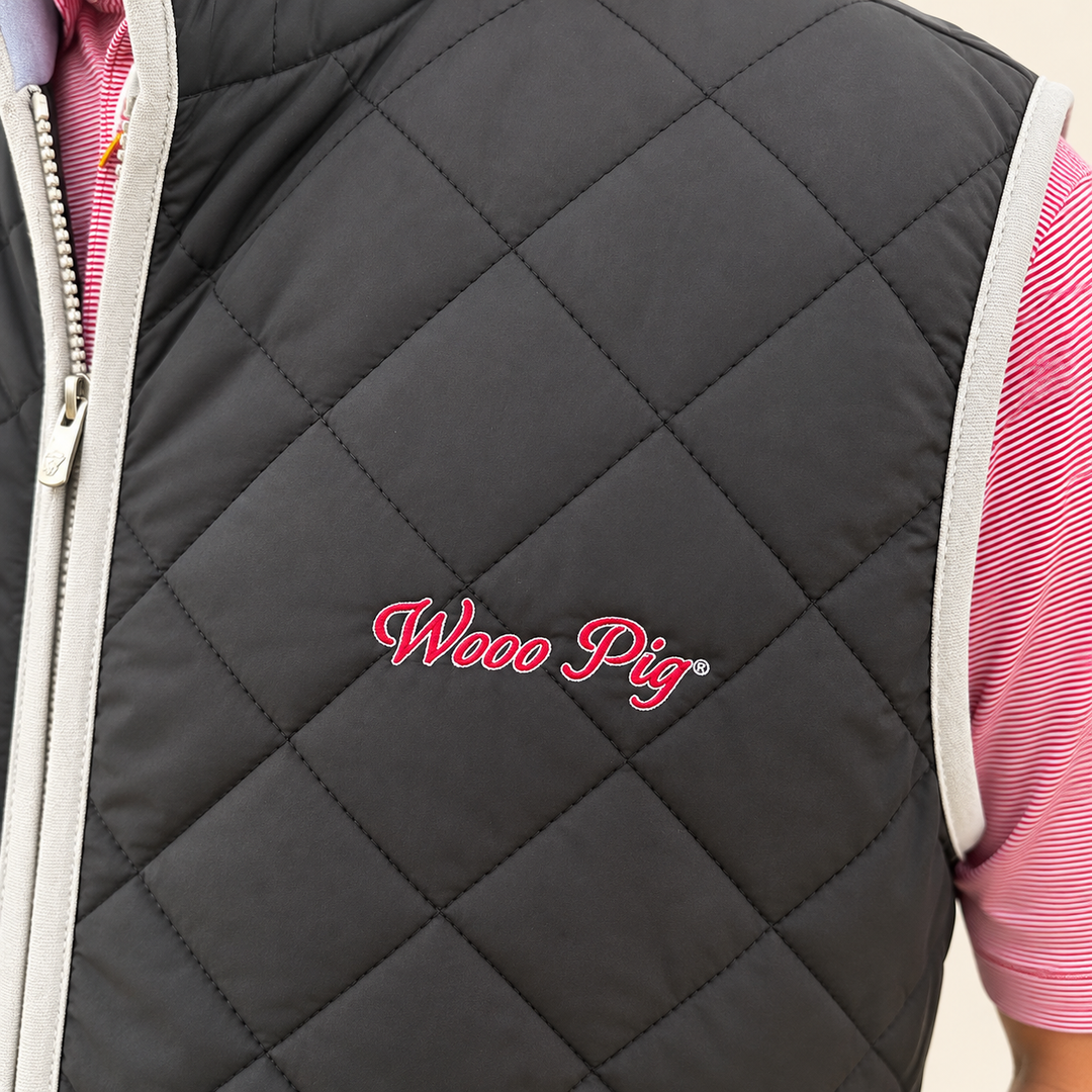 Wooo Pig Diamond Quilted Vest | Black