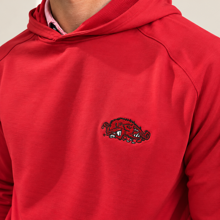 Slobbering Hog Pine Performance Hoodie| Crimson