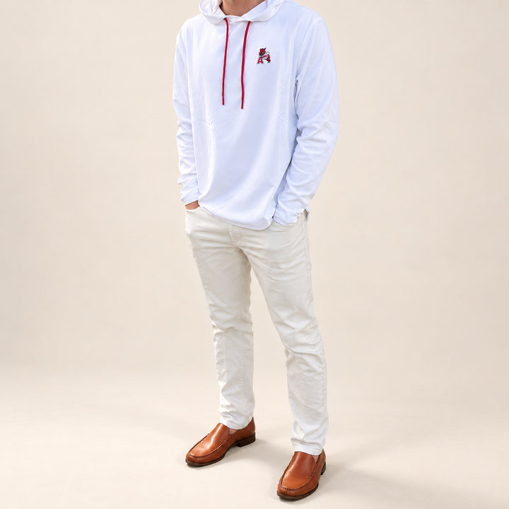 Hog Leaning on 'A'  Hoodie| White