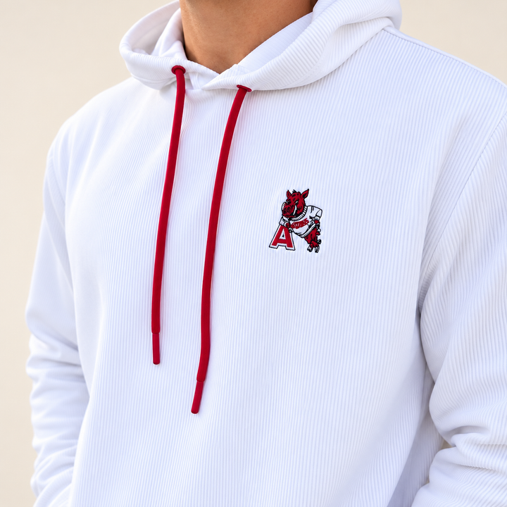 Hog Leaning on 'A'  Hoodie| White