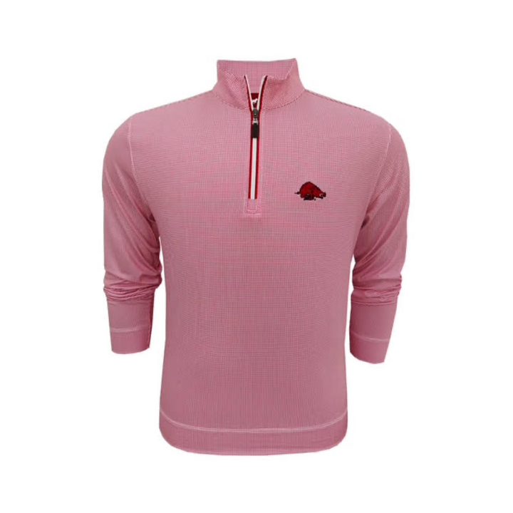 Horn Legend Running Hog Quarter Zip | White/Crimson