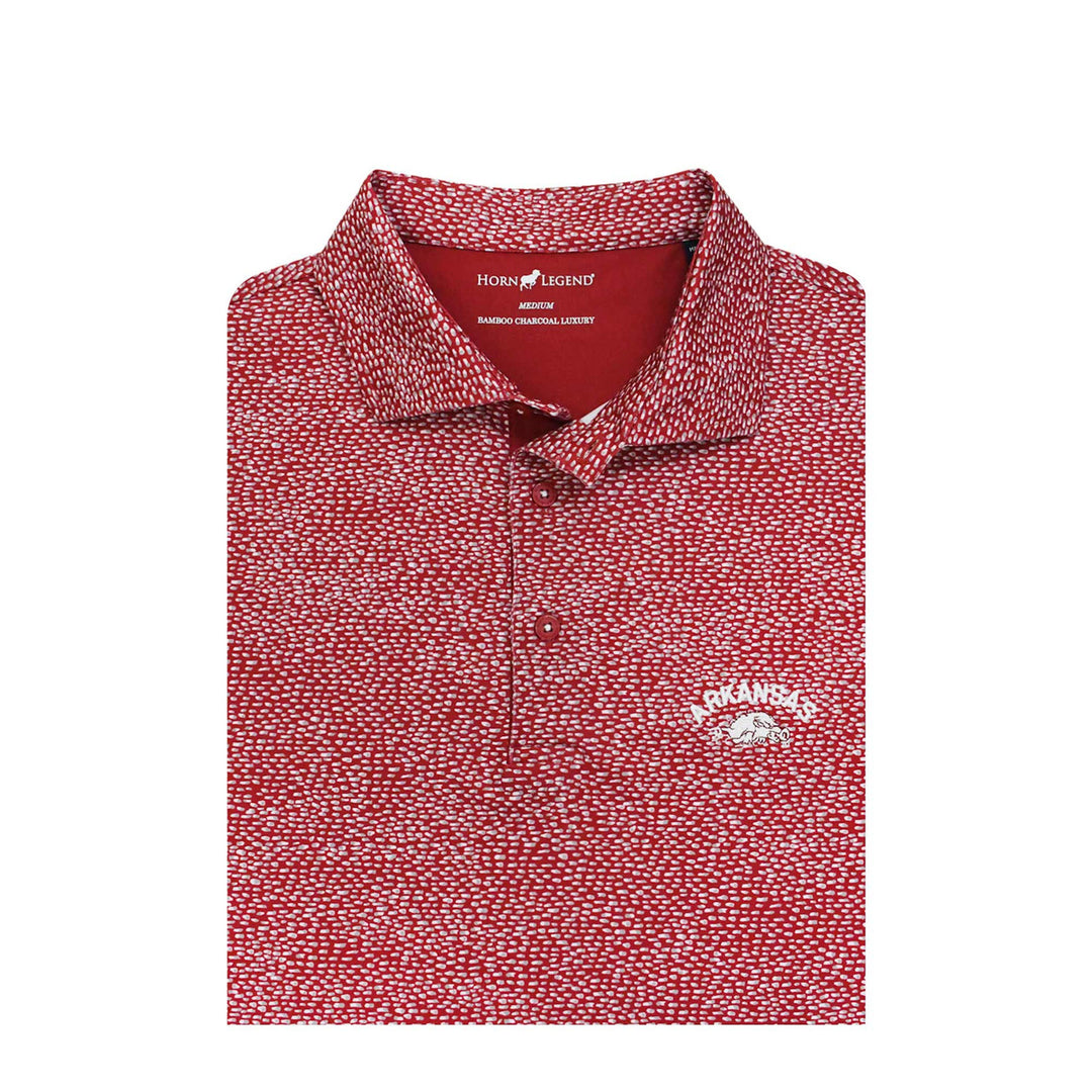 Horn Legend 'Arkansas' Script over Slobbering Hog Polo | Crimson / Grey / White