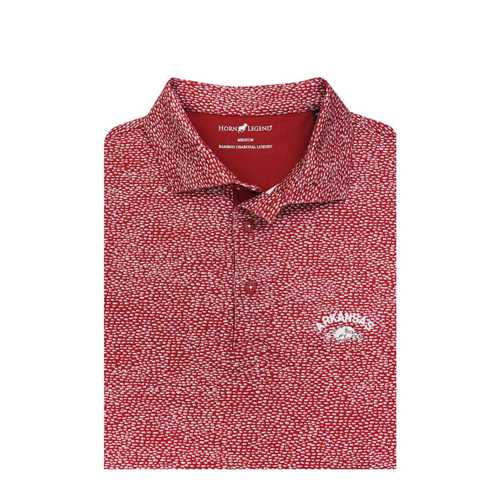 Horn Legend 'Arkansas' Script over Slobbering Hog Polo | Crimson / Grey / White