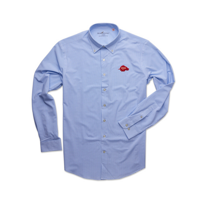 Horn Legend 70s Hog Button Up Shirt | Cobalt Blue