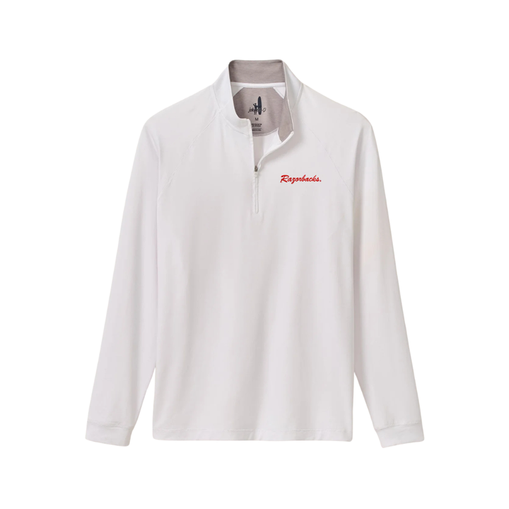 Johnnie-O 'Razorbacks' Script Freeborne 1/4 Zip | White